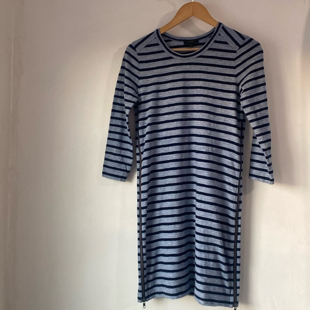 J.Crew XS Side Zippers Stripe Dress